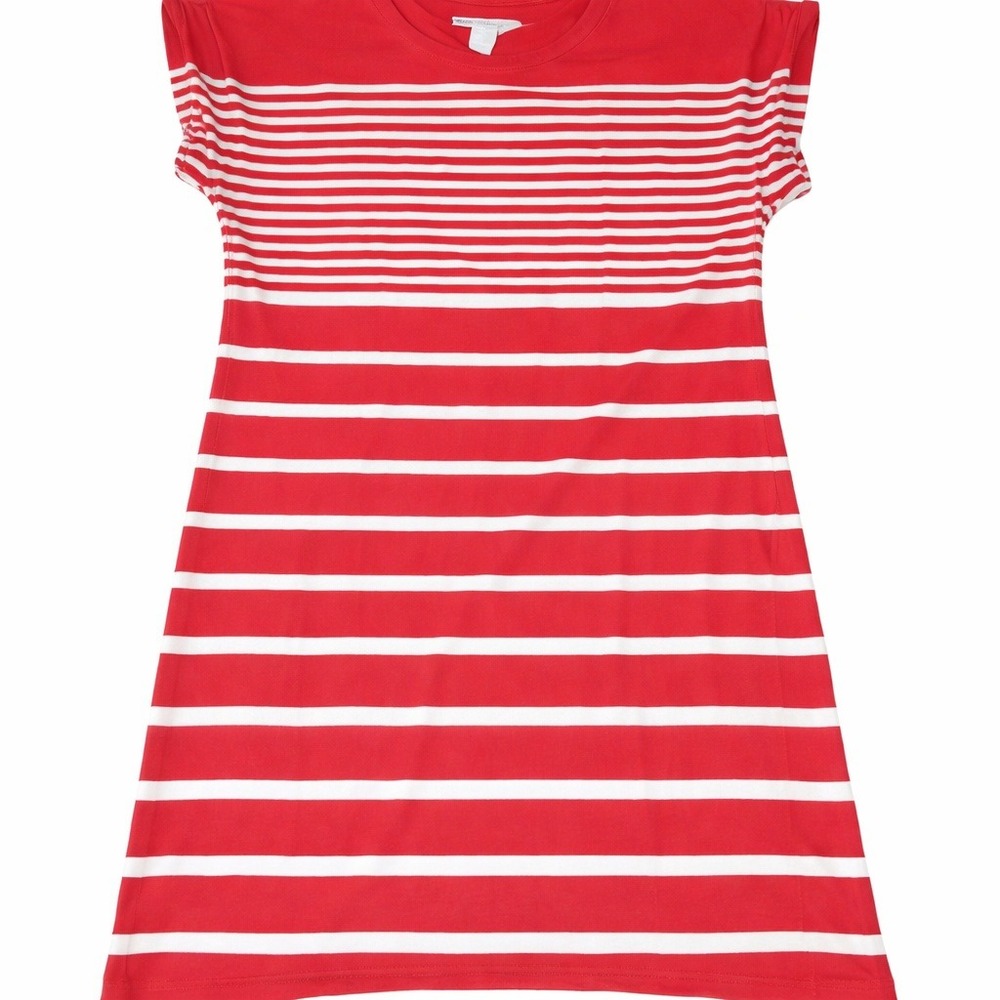 Liz Claiborne Red White Striped Cotton T-Shirt Dress Womens XL Short Sleeve